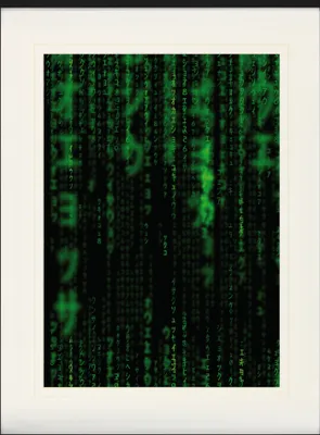 Zdjęcie produktu dla Matrix Obraz W Ramie Z Eleganckim Passepartout | Obrazy Na Ścianę | W Ramie - Kod, Zielony Deszcz (80 x 60 cm)