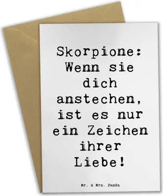 Produktbild von Mr. & Mrs. Panda babykarte Spruch Skorpion Liebe - Weiß - Geschenk, Sternzeichen, Humor, Geschenke, osterkarte, Astrologie, tiefgründig, Horoskop, Klappkarte, Grußkarten