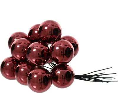 Produktbild von Weihnachtskugeln am Draht 2,5cm Glas 12 Stück - Kastanienbraun glänzend