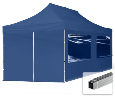 Produktbild von TOOLPORT 3x6m Aluminium Faltpavillon, inkl. 4 Seitenteile, dunkelblau