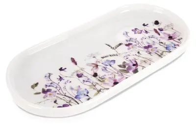 Produktbild von Servierplatte aus Porzellan, Wildblumenmuster, 25 x 12 cm