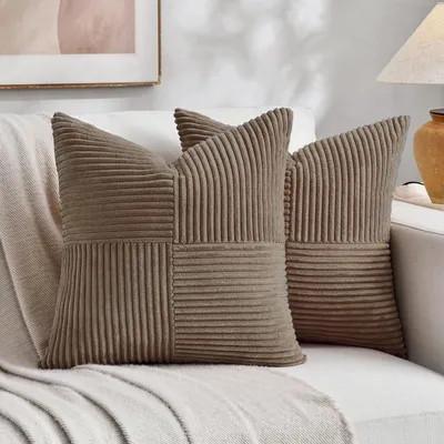 Produktbild von Set aus 2 Boho-Sofaüberzügen - 60 x 60 cm - Hellbraun