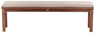Produktbild von BELIANI Gartenbank Dunkelbraun Eukalyptusholz mit Sitzkissen Beige 160 cm Rechteckig Rustikaler Stil Terrasse Balkon Indoor Outdoor Möbel