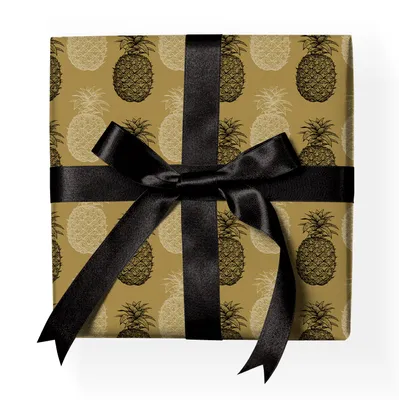 Produktbild von Dekoratives hochwertiges Ananas Geschenkpapier, beige - G23034, 32 x 48cm