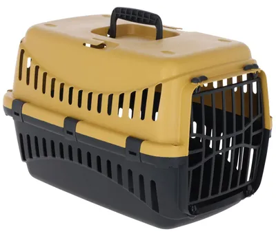 Obrázek produktu pro Přepravka pro kočky a psy - Plast - 45 x 30 x 30 cm - Medová a černá