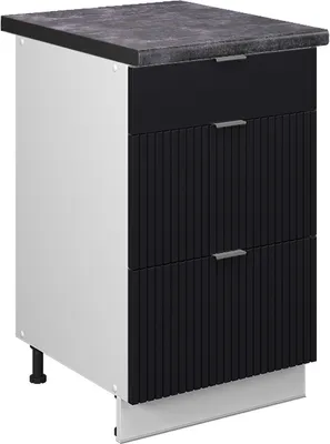 Produktbild von Küchenunterschrank Vicco Fame-Line Schwarz gestreift 50 cm , AP Anthrazit, Model 50986