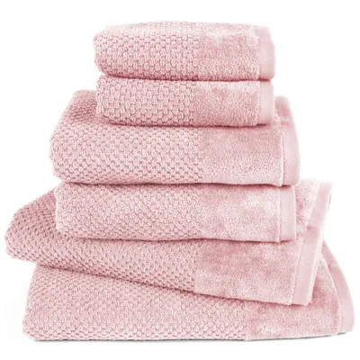 Produktbild von Pure Label 6-TLG Handtücher Set mit Aufhängeschlaufen aus Baumwolle - 2x Badetuch 70x140 cm 2x Handtuch 50x100 cm 2x Gästetuch 30x50 cm, Rosa