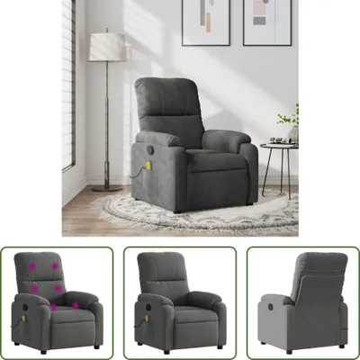 Image de The Living Store Fauteuil de massage gris foncé tissu microfibre