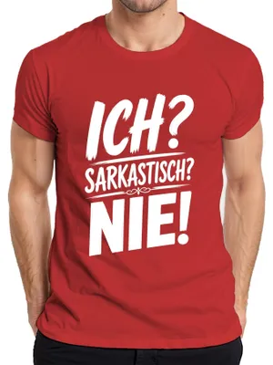 Produktbild von Ich? Sarkastisch? Nie! Ironie Humor Sarkasmus Statement Zynismus Herren T-Shirt, Rot, XXL