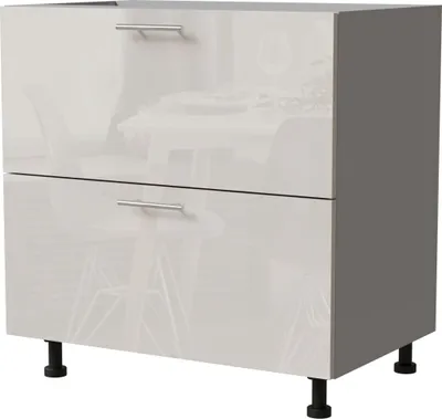Produktbild von Schubladenunterschrank BRERRA 80cm HETTICH Vollauszug Farbe wählbar BR-D2A/80/1A,RAL 9001 creme Hochglanz,grau