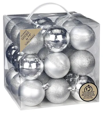 Produktbild von Inge‘s Christmas Decor 81239G002, Kugel-Weihnachtsschmuck, Kunststoff, Silber, 60 mm, 27 Stück(e)