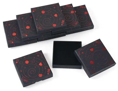 Schmuckverpackungsboxen, 10er Set, 7,1x7,1x1,6 cm, Planetenmotiv