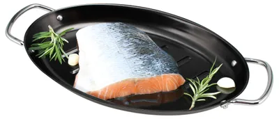 Produktbild von bremermann Fisch-Grillpfanne oval, Grillplatte antihaftbeschichtet, 39,5 x 20,5