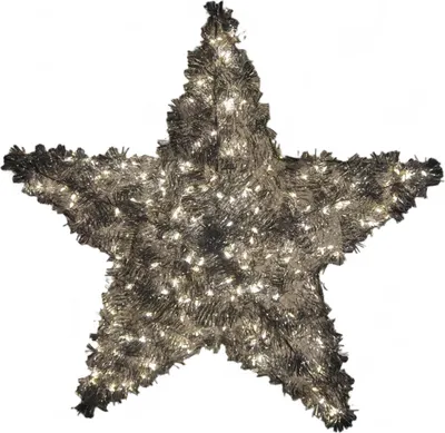 Produktbild von LED-Stern zum Aufhängen 50 cm 300 LEDs warmweiß silber Lametta Fernbedienung