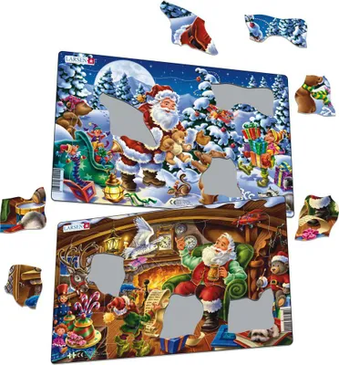 Produktbild von Larsen XC1 - Puzzle Santa Claus / Weihnachtsmann - 2 Stück mit 15 Teilen