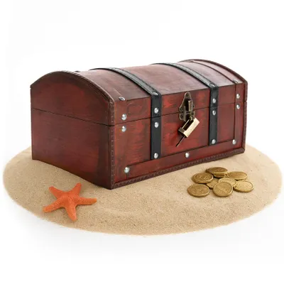 Produktbild von BigDean Schatzkiste Kindergeburtstag Holzkiste Schatztruhe Kindergeburtstag Schatztruhe groß 30x20x15 cm