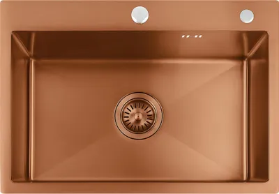 A top-down view of a copper sink.
