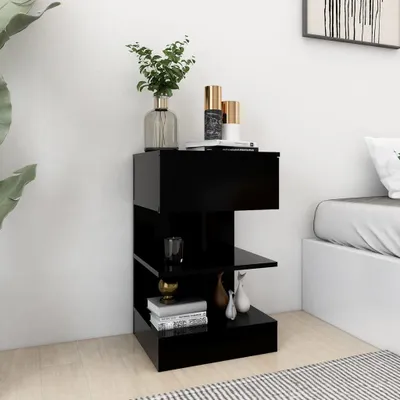 Image de vidaXL Table de nuit noire 40x35x65 cm bois composite