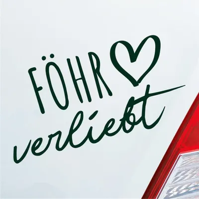 Produktbild von Auto Aufkleber Föhr verliebt Herz Insel Nordsee Liebe Car 19x10 cm Dunkelgrün Sticker Heckscheibenaufkleber