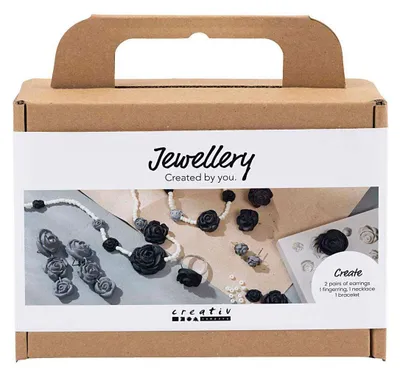 Image de Creativ Company Kit de bricolage de bijoux noir et blanc - Kit de loisirs créatifs pour enfants