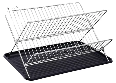 Obrázek produktu pro Odkapávač na nádobí, skládací provedení, včetně držáku na příbory, stříbrná barva