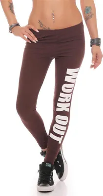 Immagine prodotto di Leggings sportivi da donna in cotone elasticizzato slim fit  EU Marrone cioccolato L/40