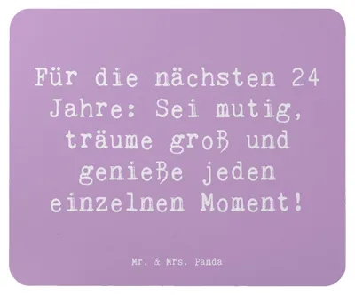 Produktbild von Mr. & Mrs. Panda Mauspad Spruch 24. Geburtstag Mutig Träumen - Lavendeltraum - Geschenk, Mouse Pad, Happy Birthday, pc, Freundschaft, Mousepad, mousematte, laptop