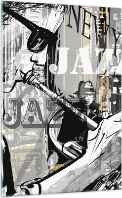 Produktbild von Bilder auf glas - Einteilig - Jazz Musik Musiker - 70x100cm - Glasbilder - Wandbilder - Bilder - zum Aufhängen bereit - Wanddekoration aus Glas - Glas Bilder - Wandbild auf Glas - GPA70x100-3792
