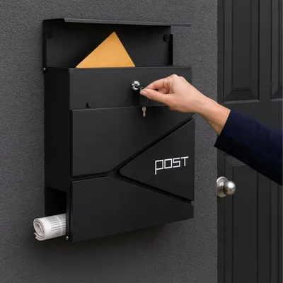 Produktbild von Briefkasten mit Zeitungsschlitz - Stahl, matt schwarz
