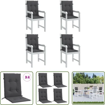 Produktbild von The Living Store Niedriglehner-Auflagen 4 Stk Melange Anthrazit 100x50x4cm Stoff