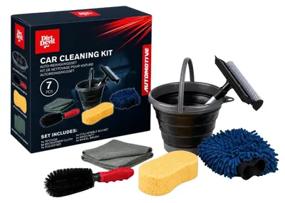 Produktbild von Dirt Devil Auto Reinigungsset 7-teilig - Waschhandschuh Auto Mikrofaser - Schwam