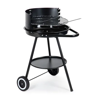 A black charcoal grill on a white background.