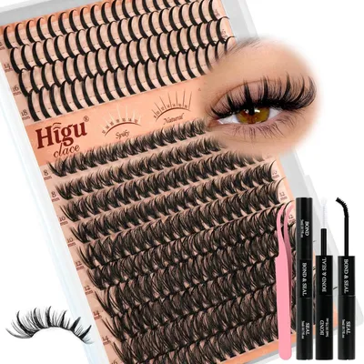 Image de Extension de cils, modèle D, longueur de 10 à 18 mm, 280 pièces, avec colle et dissolvant