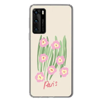 Produktbild von MuchoWow® Handyhülle Schutzhülle Hülle für Huawei P40 Blume - Rosa - Gras Silikon Softcase Handy Hülle - Handytasche