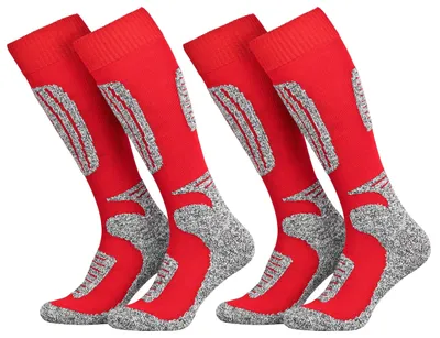 Produktbild von Tobeni Unisex Skisocken 2er Pack – Warme Snowboard Socken mit Schafwolle, Farbe:Rot - Grau, Grösse:43-46