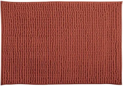 Image de Ibenzoa® Tapis de douche en chenille à poils longs, 40 x 60 cm – 100% microfibre, couleur terracotta, absorbant, lavable en machine à 30°C, base en latex antidérapante, compatible avec le chauffage au sol
