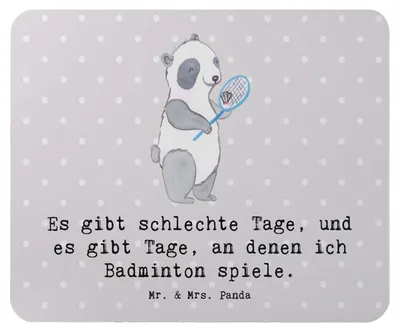 Produktbild von Mr. & Mrs. Panda Mauspad Panda Badminton  - Grau Pastell - Geschenk, pc mausunterlage, Mousepad, Mouse Pad, spielen, mausteppich, laptop