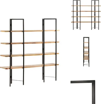 Obrázek produktu pro vidaXL Knihovna se 4 policemi 160x35x160 cm z mangového masivu - Knihovny a regály