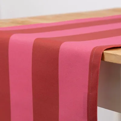 Produktbild von Tischläufer Baumwolle 40x160cm pink rot gestreift von SCHÖNER LEBEN.