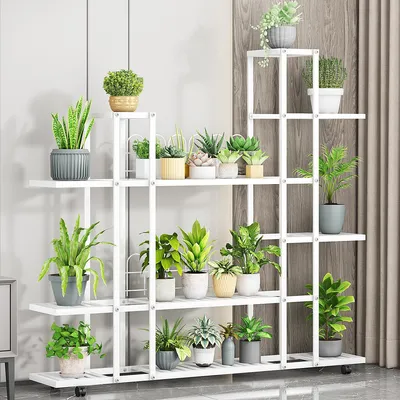 Zdjęcie produktu dla Pflanzenständer Blumenständer Metall Weiß/Grün