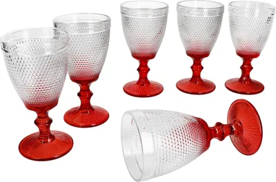 Image de lot de 6 verres à vin rouge Rubin 250ml verre à pois verre à vin eau
