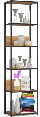 Image de Akord Étagère Industrielle Noir/Chêne Craft 50X32X192
