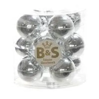 Produktbild von 12 Glas Christbaumschmuck Weihnachtskugeln 3 Ø cm silber glanz
