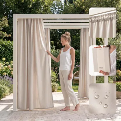 Immagine prodotto di Tenda da esterno, 155 x 250 cm, color beige chiaro, impermeabile, per giardino