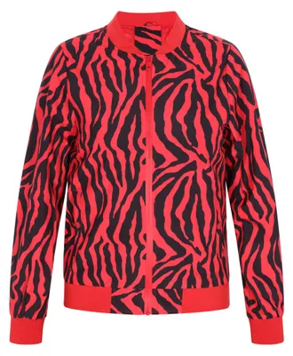 Produktbild von Bomberjacke mit Tiermuster aus 100% Polyester, Stehkragen, Rot, Größe XXL