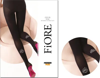 Produktbild von Schwarze Strumpfhose 40den weißen Druck Auge 4 Black