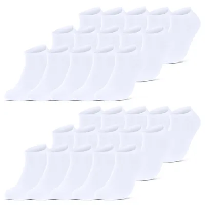 Produktbild von 10 I 20 I 30 Paar Sneaker Socken Damen & Herren Schwarz & Weiß Baumwolle 10800 - 30 Paar Weiß 39-42