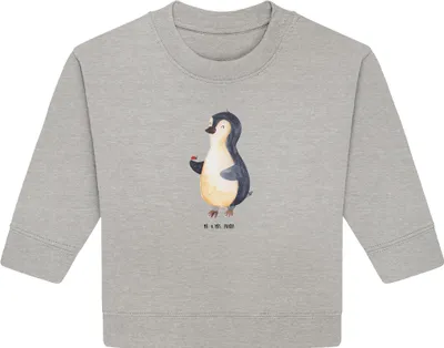 Produktbild von Mr. & Mrs. Panda Organic Baby Pullover Pinguin Marienkäfer 12. - 18. Monat - Heather Grey - Geschenk, Aufmerksam, Wunder, Liebe, Kleine, Glück, Bullover