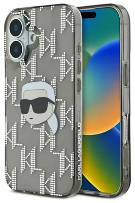 Zdjęcie produktu dla Karl Lagerfeld IML Karl Head Electroplated - Etui iPhone 16 (czarny)