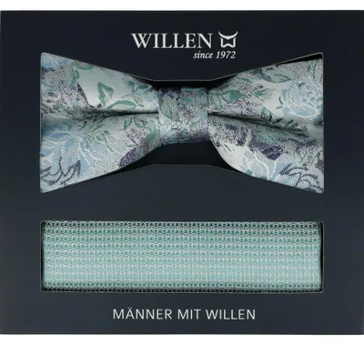 Produktbild von Fliege Set aus Seide mit Blumendesign, Schleife 11,5x5,5cm, Einstecktuch 27,5x27,5cm